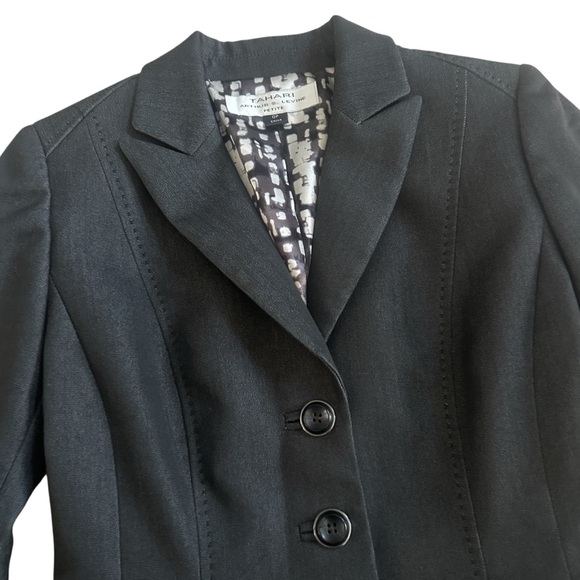 Tahari Arthur S. Levine Dark Gray Blazer Womens 0P 0 Petite - Picture 4 of 6